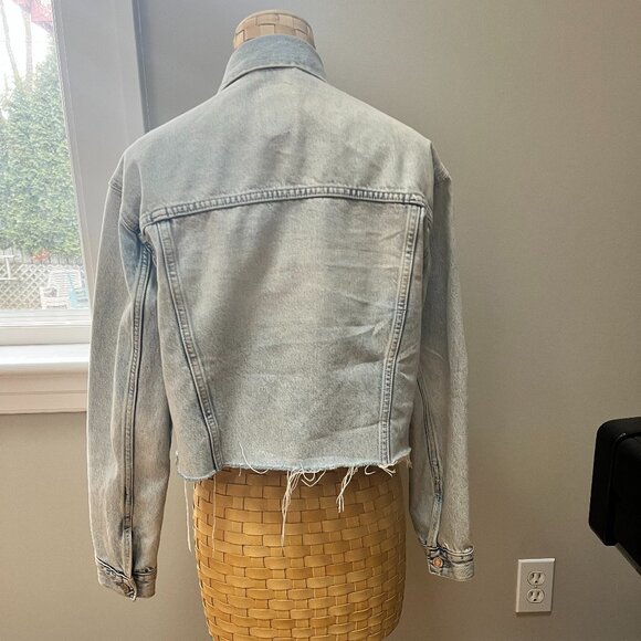 GAP Denim Cropped/Distressed Jacket, Size Small - Picture 3 of 4